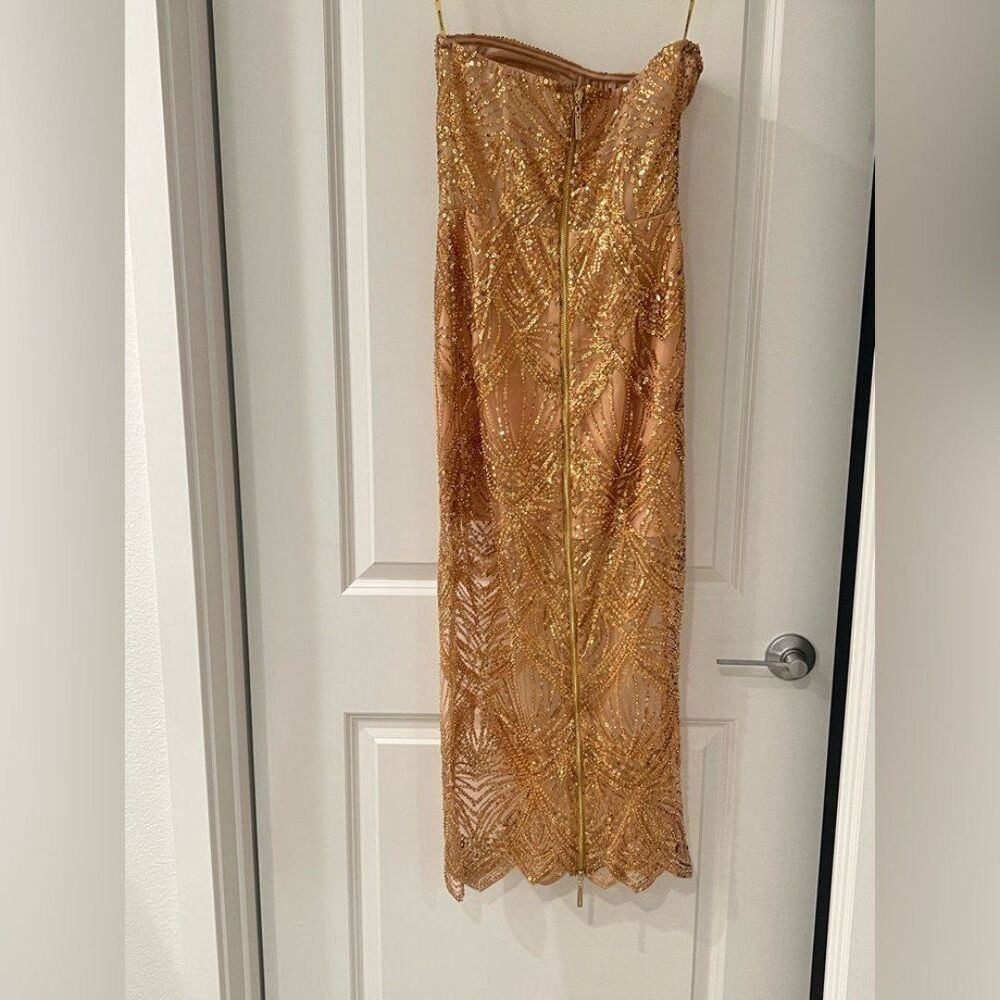 Bronx and Banco Rose Gold Sequin Strapless Midi Dress - Picture 8 of 12